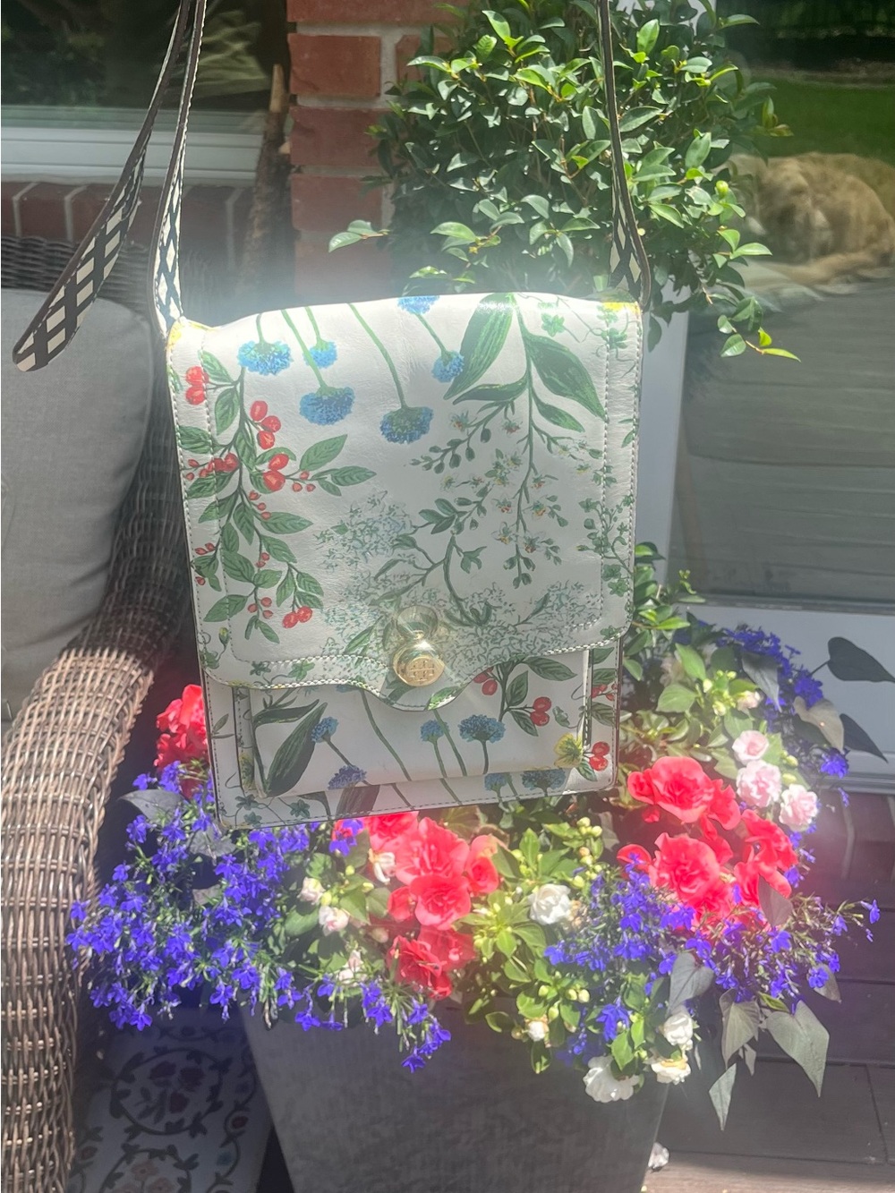 Tory Burch Garden Party Limited Edition Leather Crossbody w/ Botanical Accents
